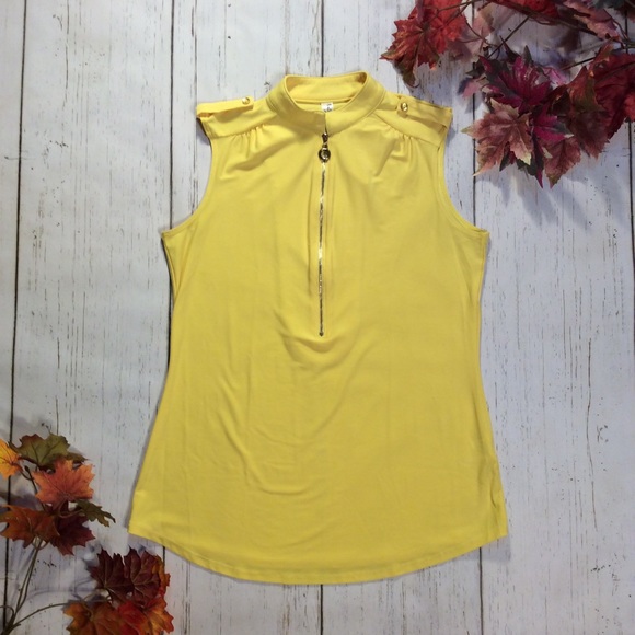 Perception Concept Yellow 1/4 Zip Sleeveless Shell - Picture 1 of 7